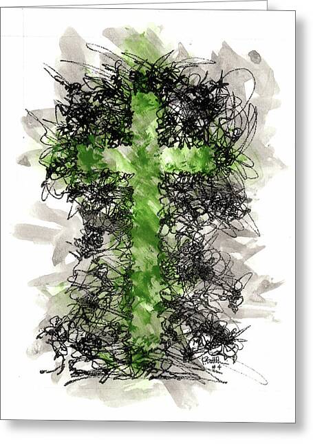 Chaos Order Cross 04 - Joyful Green - Greeting Card