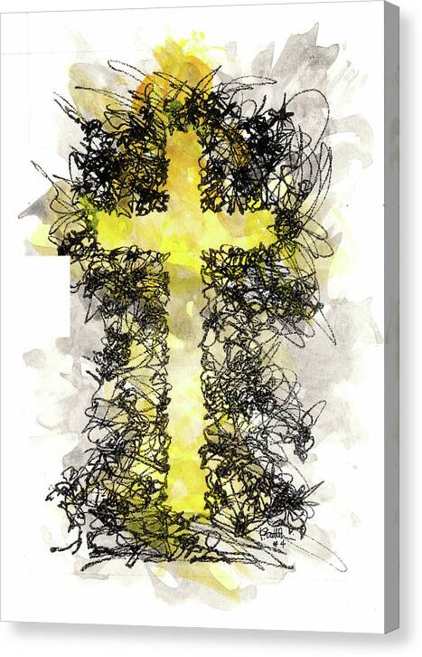 Chaos Order Cross 04 - Luminous Yellow - Canvas Print