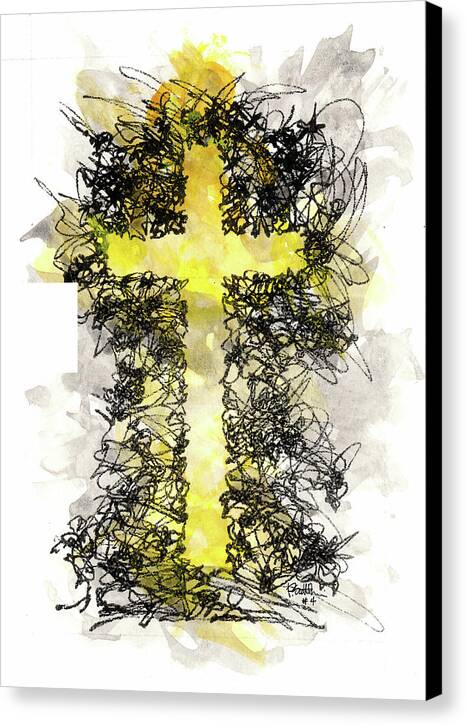 Chaos Order Cross 04 - Luminous Yellow - Canvas Print