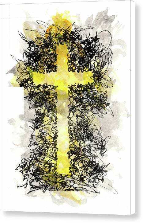 Chaos Order Cross 04 - Luminous Yellow - Canvas Print