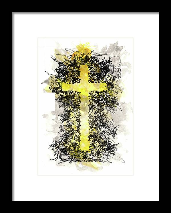 Chaos Order Cross 04 - Luminous Yellow - Framed Print