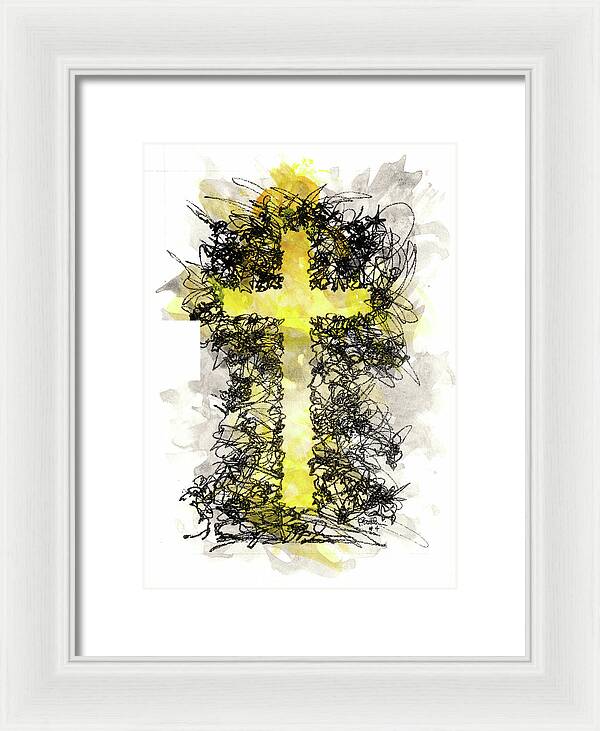 Chaos Order Cross 04 - Luminous Yellow - Framed Print
