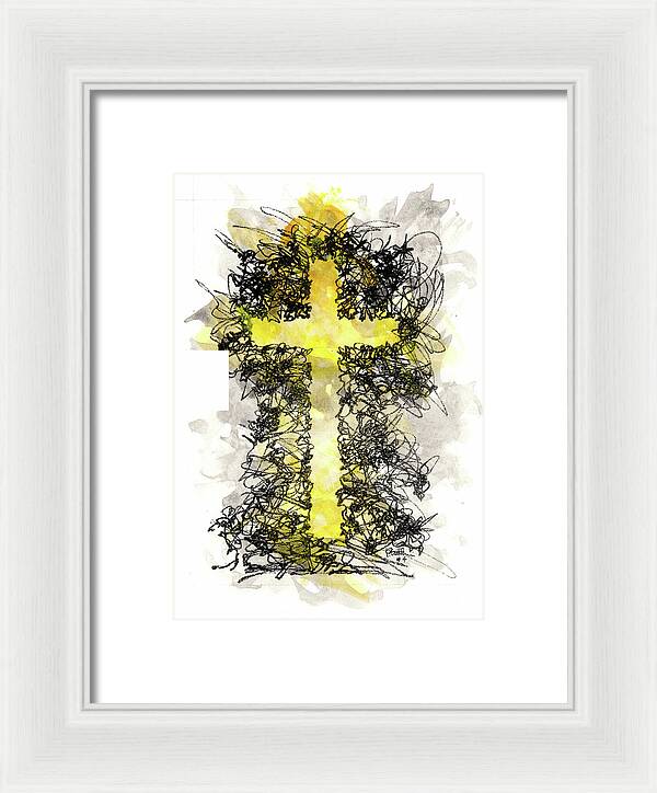 Chaos Order Cross 04 - Luminous Yellow - Framed Print