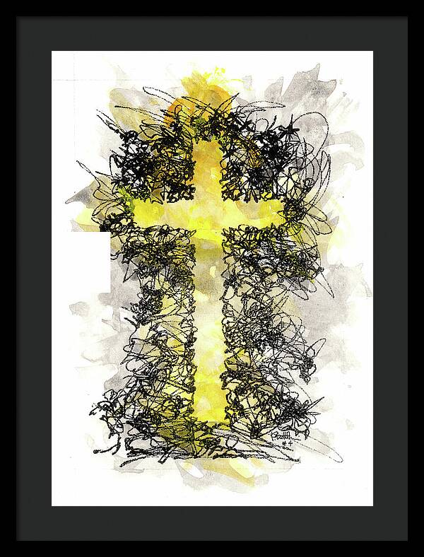 Chaos Order Cross 04 - Luminous Yellow - Framed Print