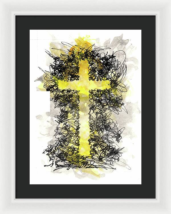 Chaos Order Cross 04 - Luminous Yellow - Framed Print