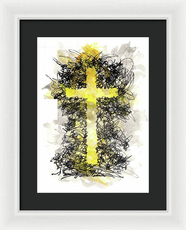 Chaos Order Cross 04 - Luminous Yellow - Framed Print