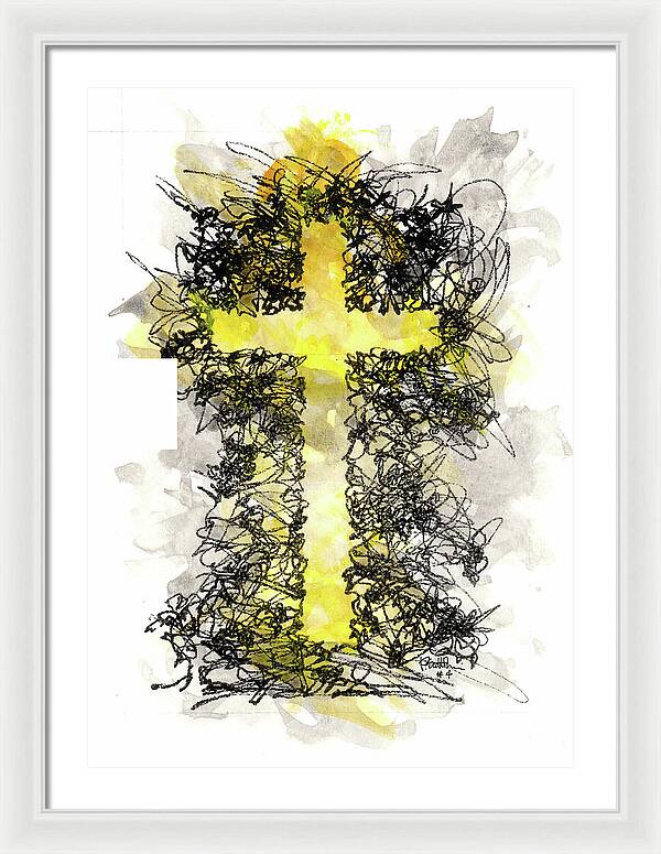 Chaos Order Cross 04 - Luminous Yellow - Framed Print