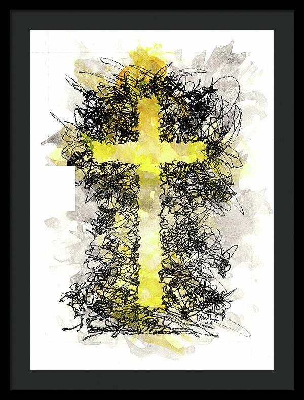 Chaos Order Cross 04 - Luminous Yellow - Framed Print