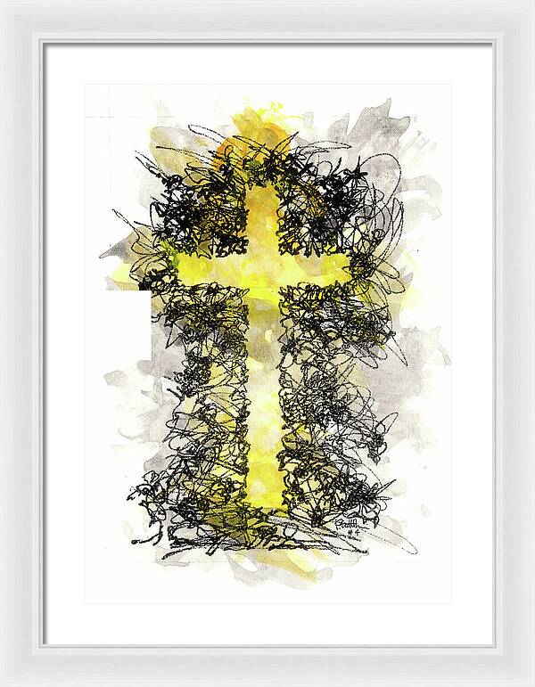 Chaos Order Cross 04 - Luminous Yellow - Framed Print