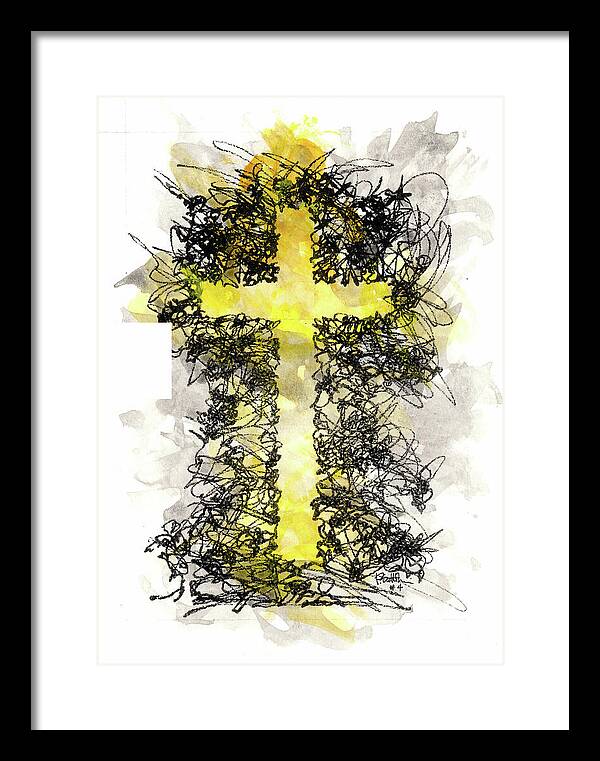 Chaos Order Cross 04 - Luminous Yellow - Framed Print