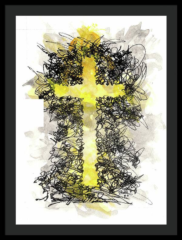 Chaos Order Cross 04 - Luminous Yellow - Framed Print