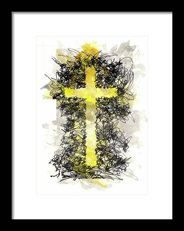 Chaos Order Cross 04 - Luminous Yellow - Framed Print