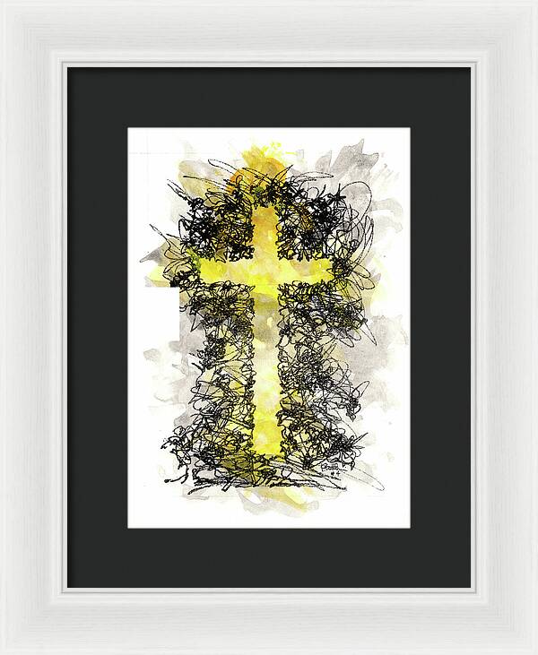 Chaos Order Cross 04 - Luminous Yellow - Framed Print