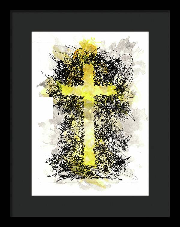Chaos Order Cross 04 - Luminous Yellow - Framed Print