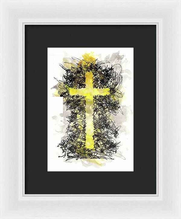 Chaos Order Cross 04 - Luminous Yellow - Framed Print