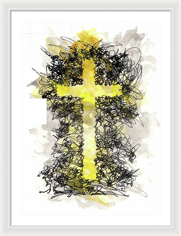 Chaos Order Cross 04 - Luminous Yellow - Framed Print