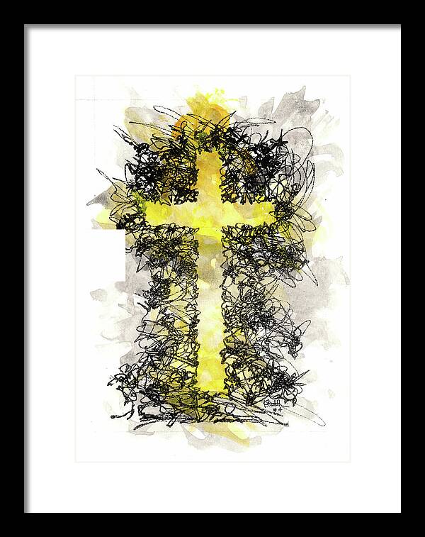 Chaos Order Cross 04 - Luminous Yellow - Framed Print