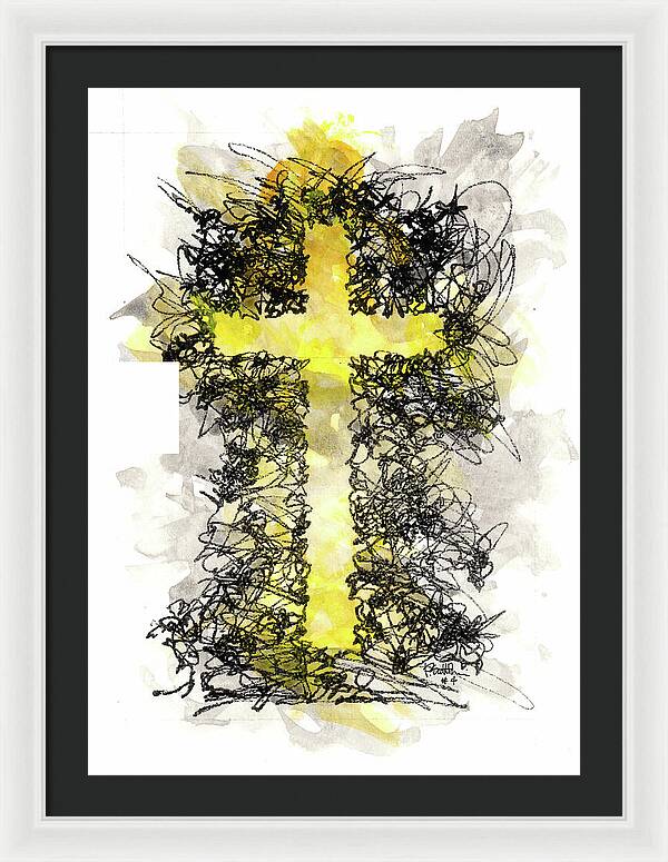 Chaos Order Cross 04 - Luminous Yellow - Framed Print