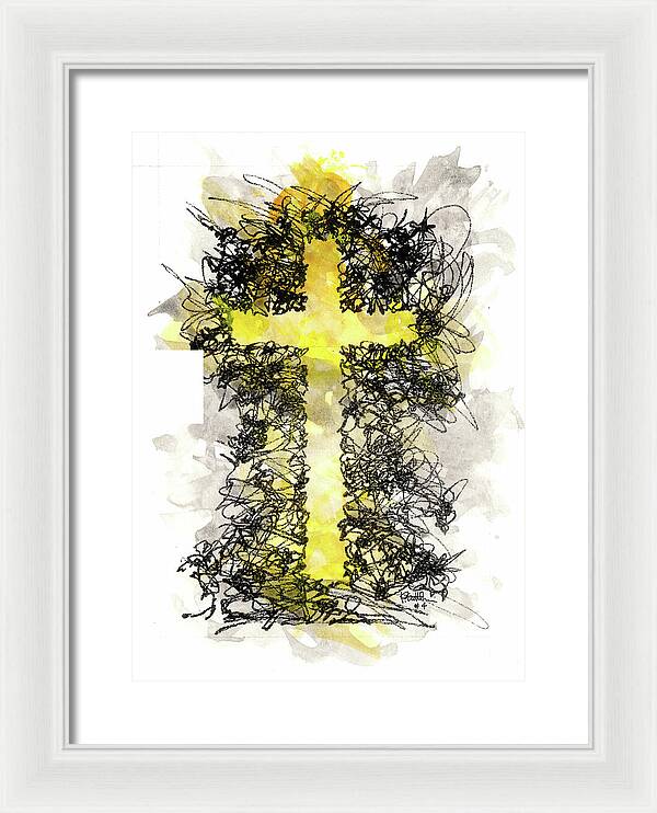 Chaos Order Cross 04 - Luminous Yellow - Framed Print