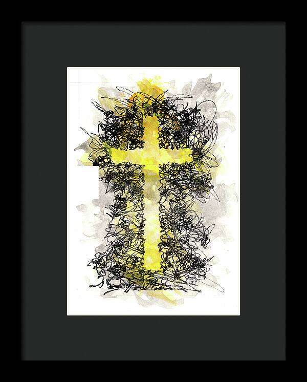 Chaos Order Cross 04 - Luminous Yellow - Framed Print