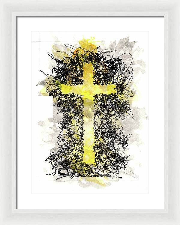 Chaos Order Cross 04 - Luminous Yellow - Framed Print