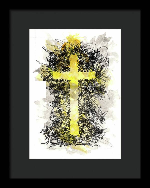 Chaos Order Cross 04 - Luminous Yellow - Framed Print