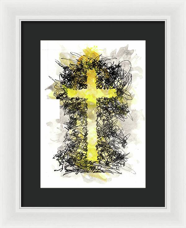 Chaos Order Cross 04 - Luminous Yellow - Framed Print