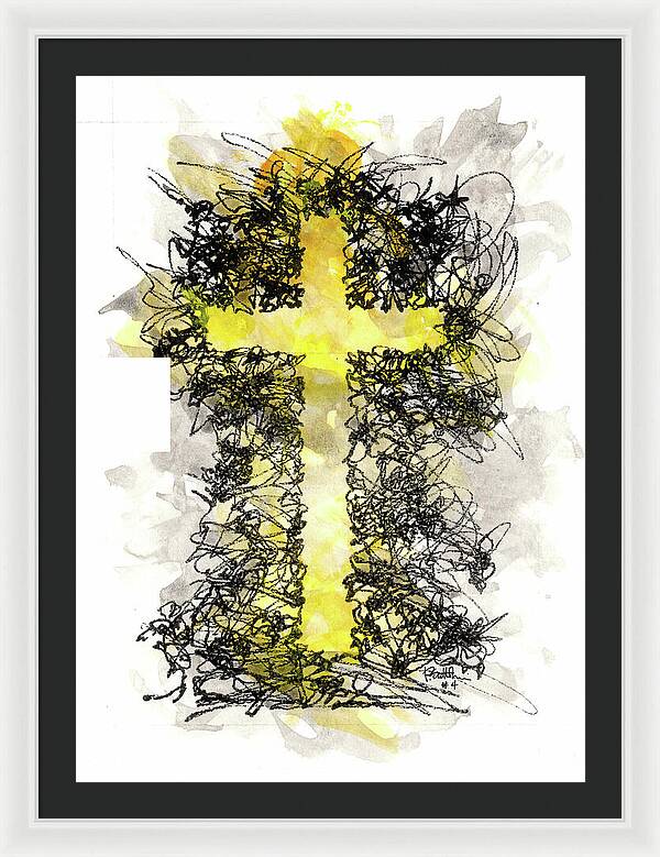 Chaos Order Cross 04 - Luminous Yellow - Framed Print