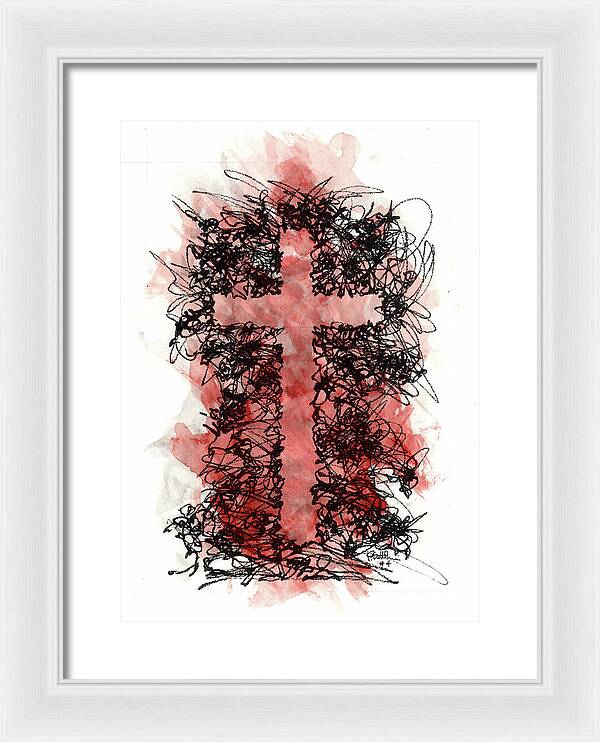 Chaos Order Cross 04 - Sorrowful Red - Framed Print