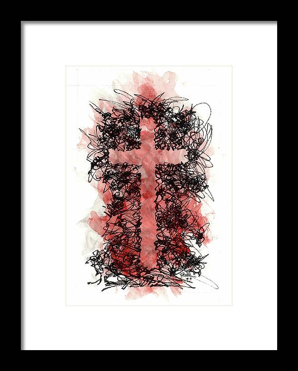 Chaos Order Cross 04 - Sorrowful Red - Framed Print