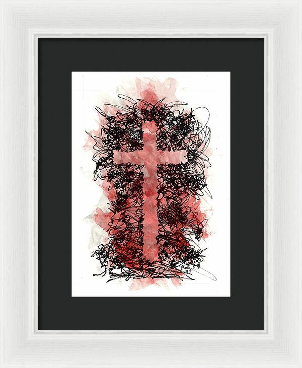 Chaos Order Cross 04 - Sorrowful Red - Framed Print