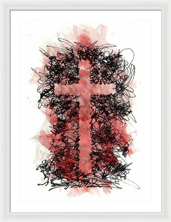 Chaos Order Cross 04 - Sorrowful Red - Framed Print