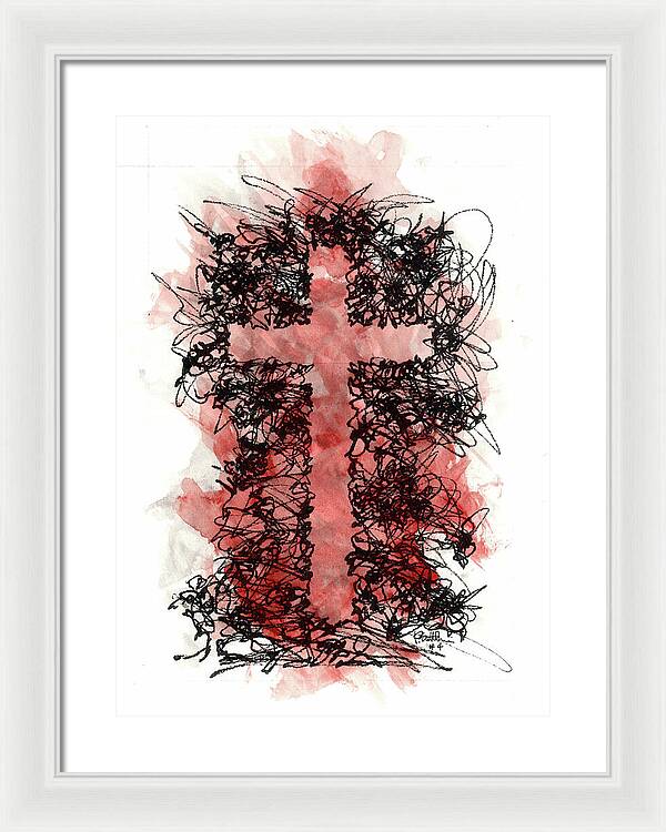 Chaos Order Cross 04 - Sorrowful Red - Framed Print