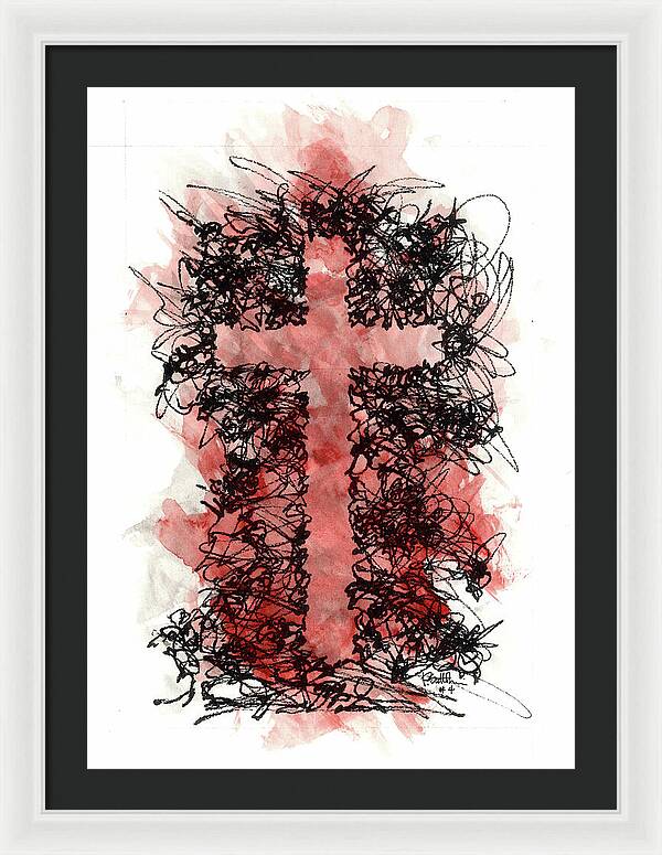 Chaos Order Cross 04 - Sorrowful Red - Framed Print