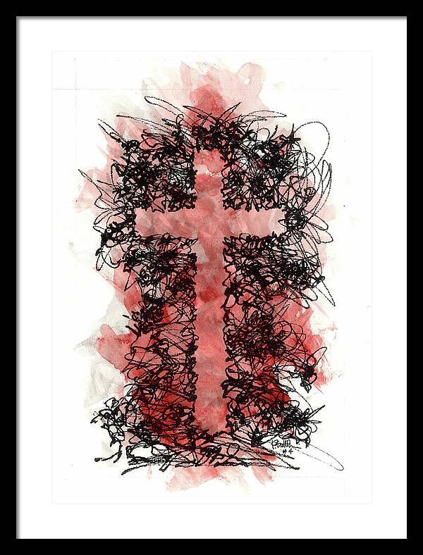 Chaos Order Cross 04 - Sorrowful Red - Framed Print