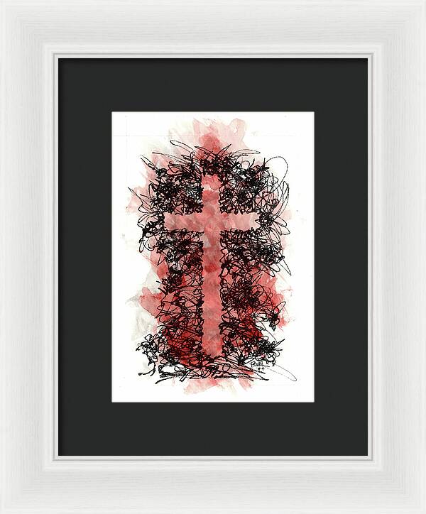 Chaos Order Cross 04 - Sorrowful Red - Framed Print