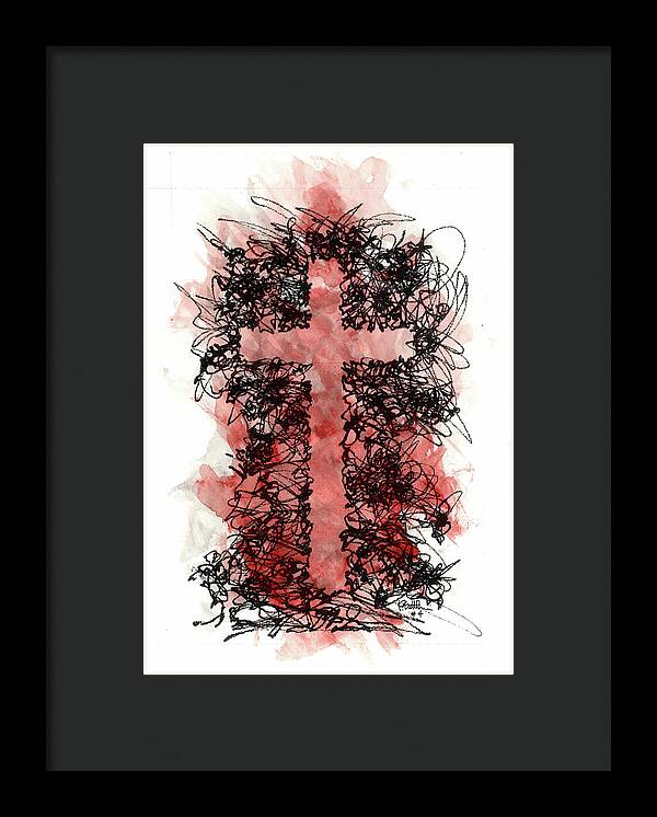 Chaos Order Cross 04 - Sorrowful Red - Framed Print