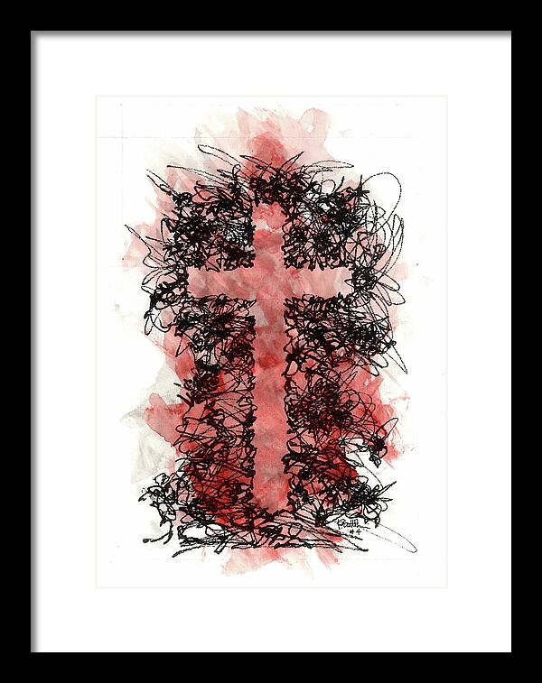 Chaos Order Cross 04 - Sorrowful Red - Framed Print