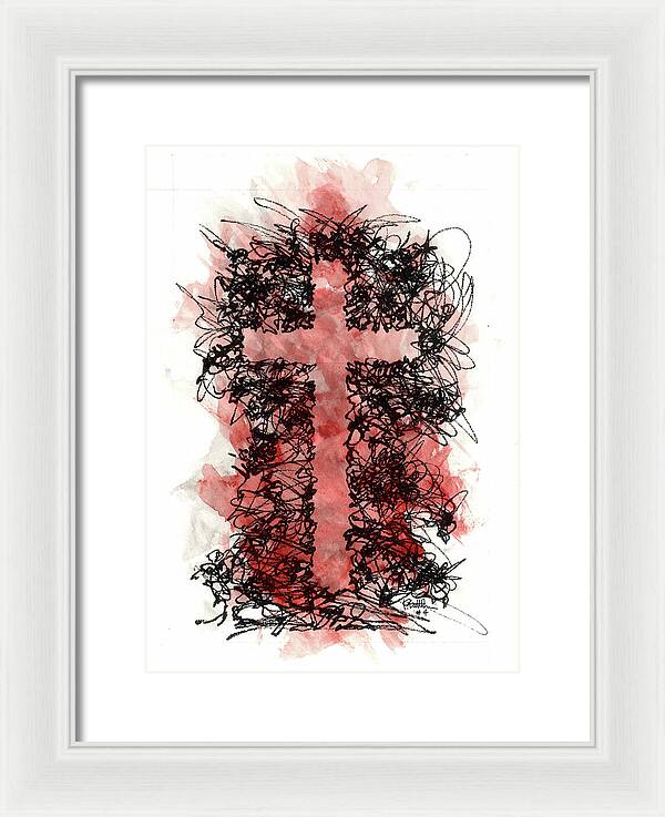 Chaos Order Cross 04 - Sorrowful Red - Framed Print