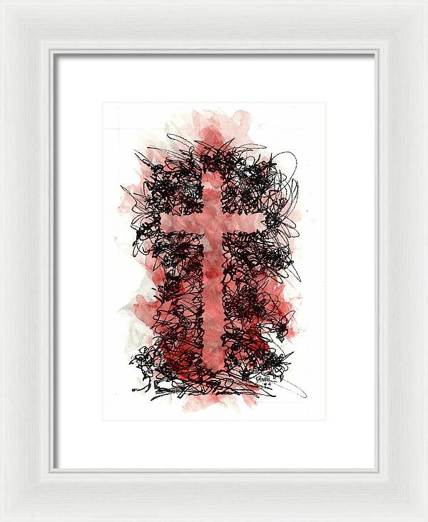 Chaos Order Cross 04 - Sorrowful Red - Framed Print