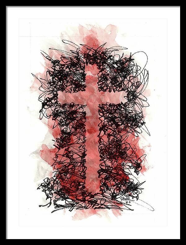 Chaos Order Cross 04 - Sorrowful Red - Framed Print