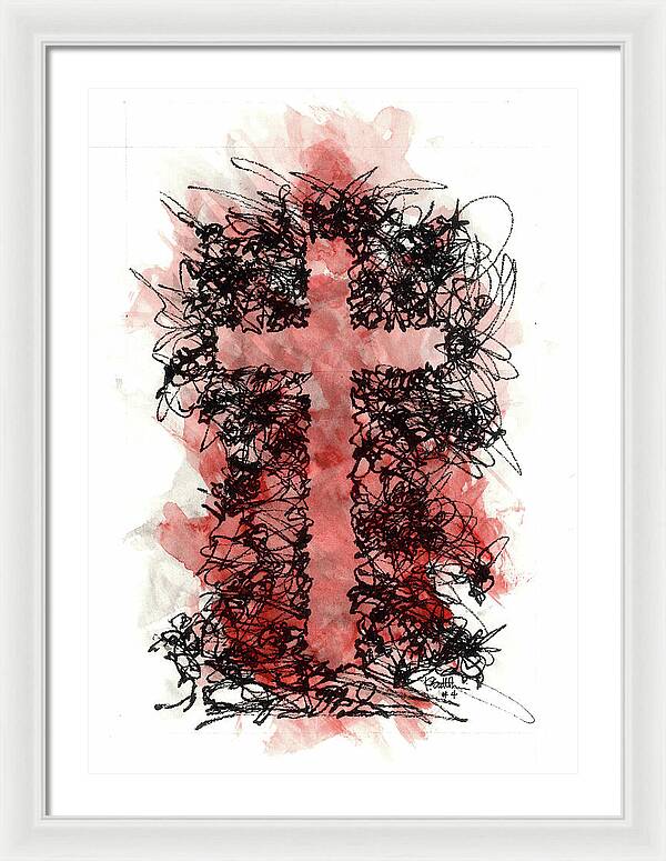 Chaos Order Cross 04 - Sorrowful Red - Framed Print