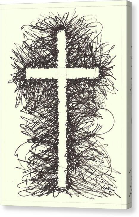 Chaos Order Cross 05 - Black and White - Canvas Print