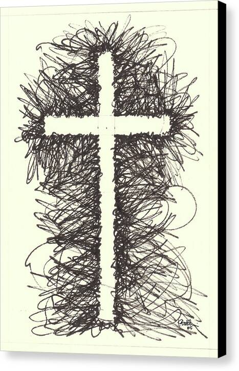 Chaos Order Cross 05 - Black and White - Canvas Print