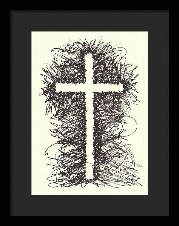 Chaos Order Cross 05 - Black and White - Framed Print