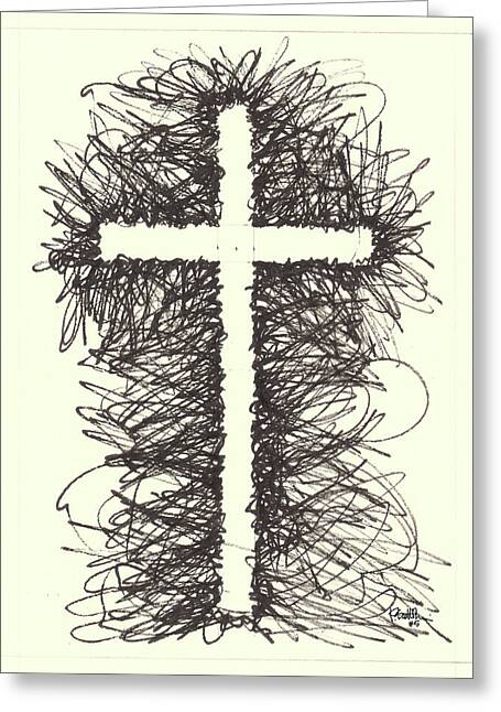 Chaos Order Cross 05 - Black and White - Greeting Card