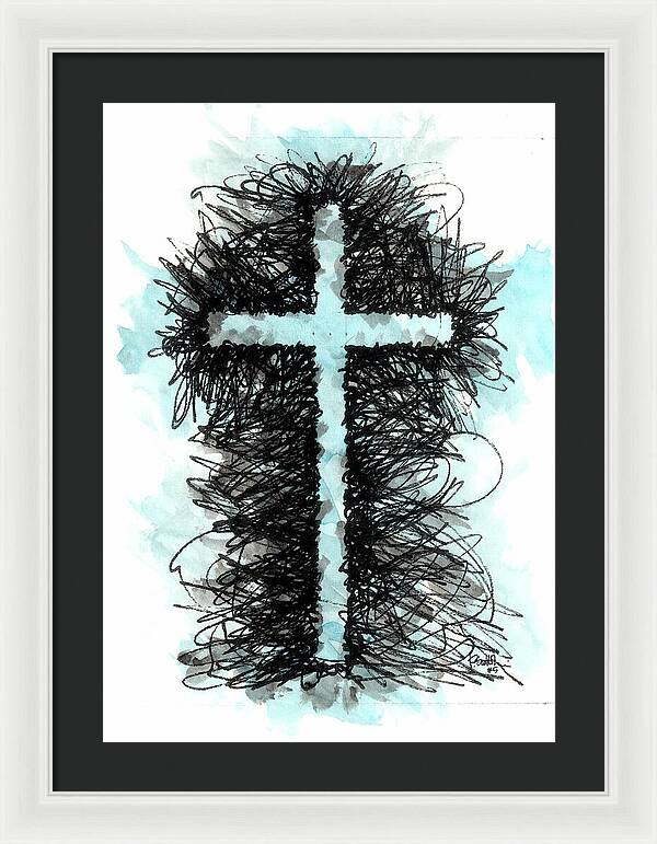Chaos Order Cross 05 - Glorious Blue - Framed Print