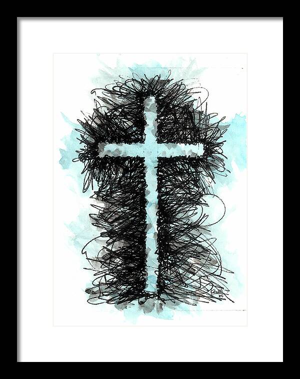 Chaos Order Cross 05 - Glorious Blue - Framed Print
