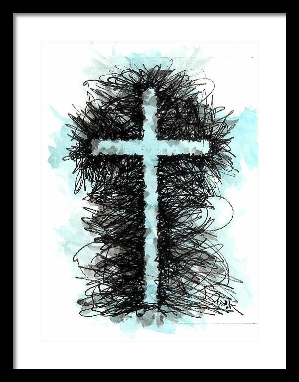 Chaos Order Cross 05 - Glorious Blue - Framed Print