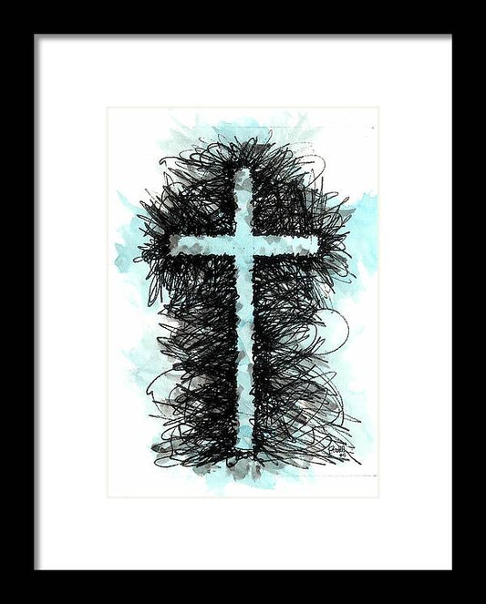 Chaos Order Cross 05 - Glorious Blue - Framed Print